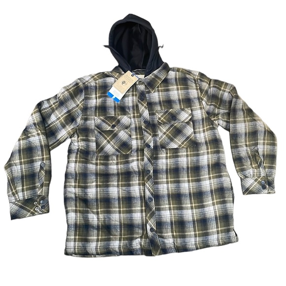 Boston Traders  - Quilted Lining Flannel Hoodie Shirt Jacket - Picture 7 of 7